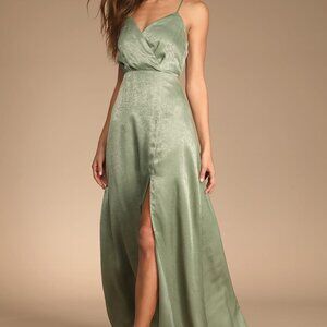 Constantine Dusty Sage Satin Maxi Dress